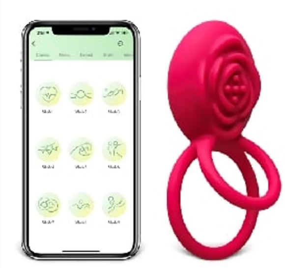 1056 Magenta Vibrating Cock Ring with 10-Speed APP Control, Medical G
